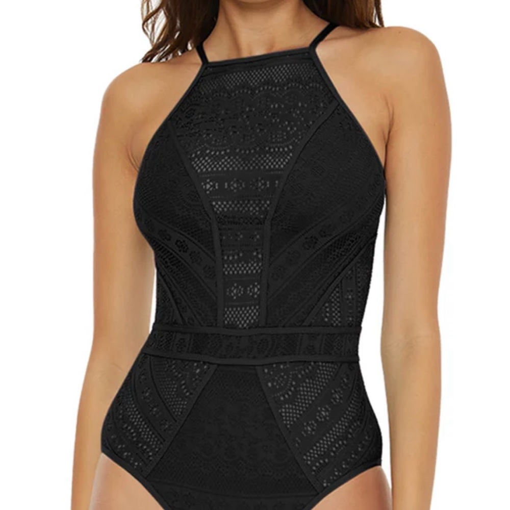 BECCA Elegant Black Lace Swimsuit
